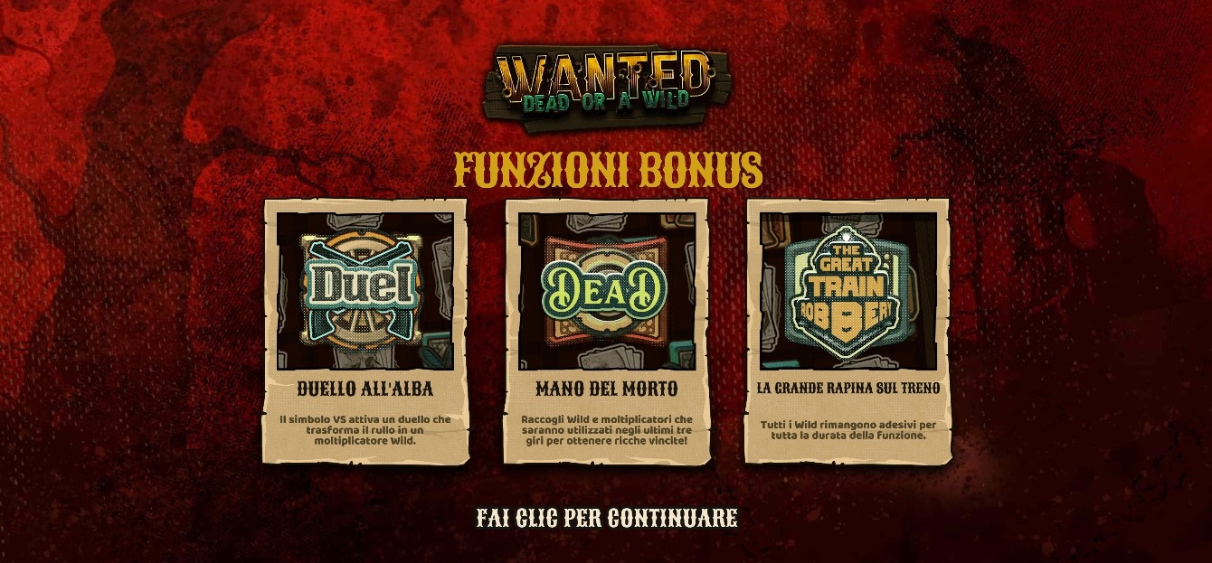 bonus di Wanted Dead or a Wild