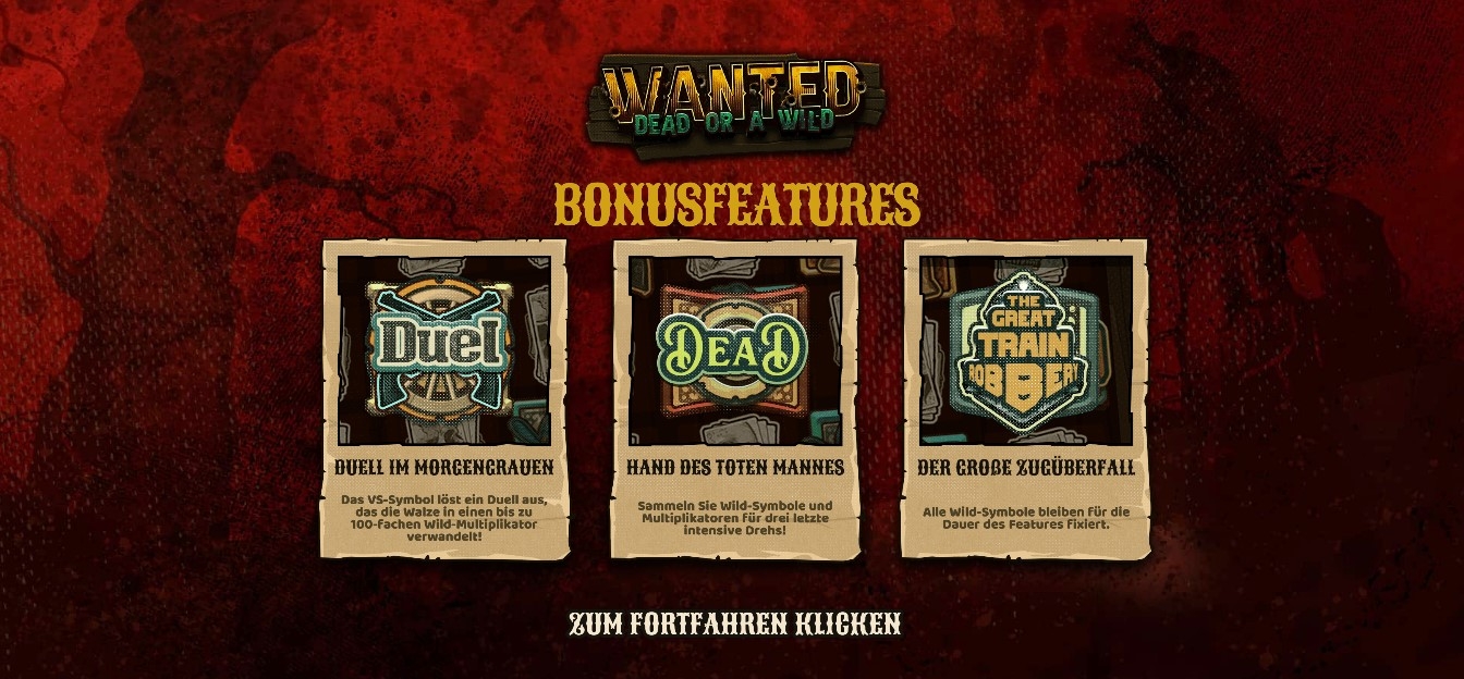 Bonus von Wanted Dead or a Wild