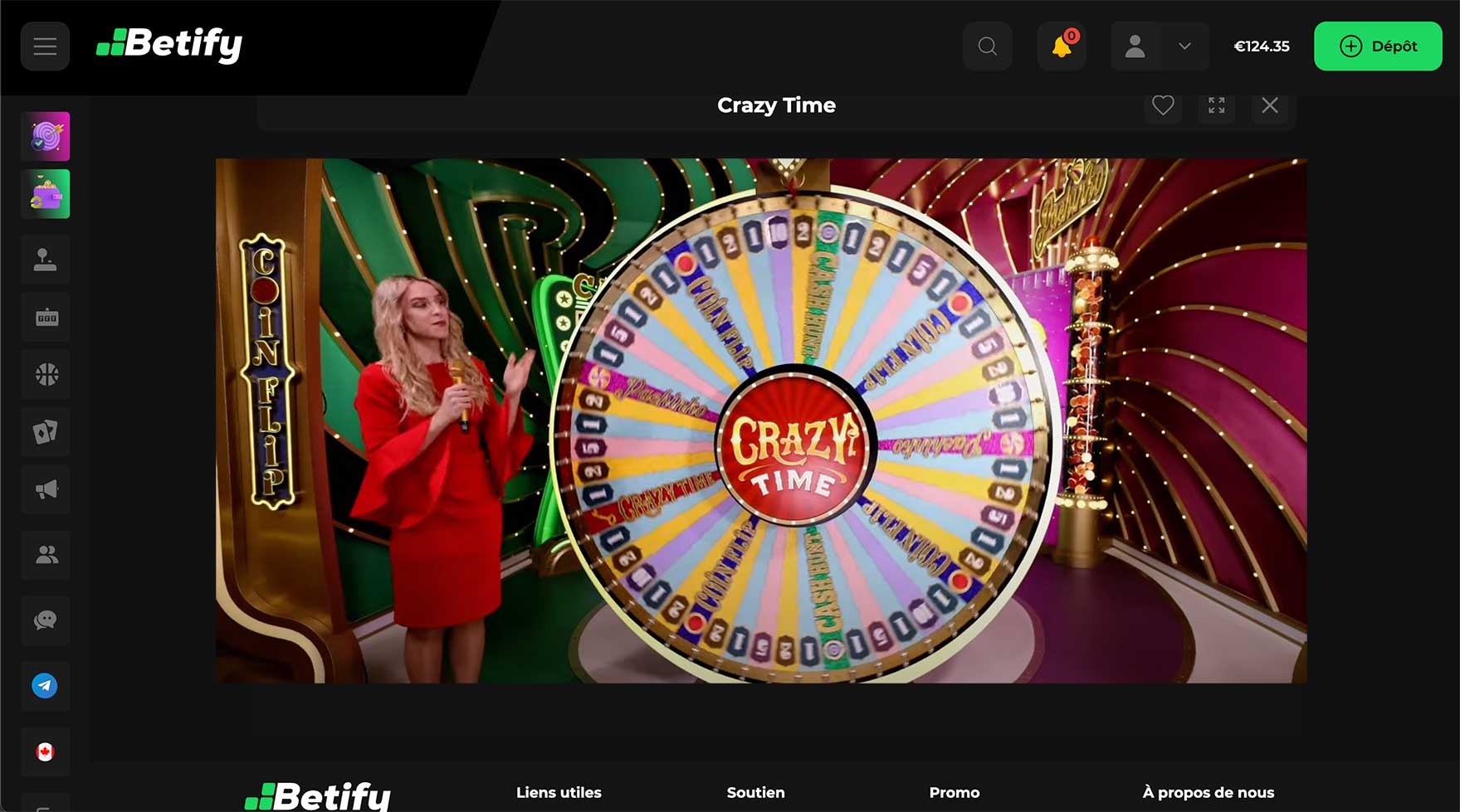 Crazy Time sur le casino en ligne Betify